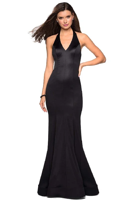 La Femme - 27653 Plunging Halter Fitted Trumpet Evening Gown