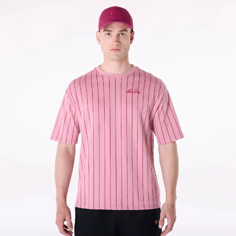 New Era Pinstripe Dark Pink Oversized T-Shirt