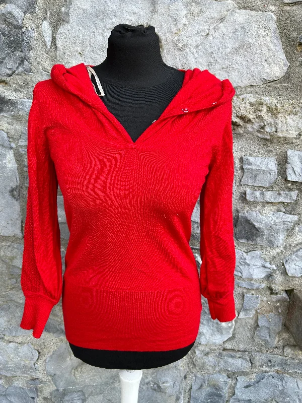 Red knitted hooded top uk 8-10