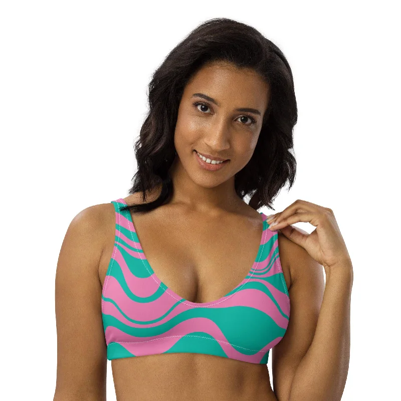 Bikini top (recycled) - WAVY pink mint