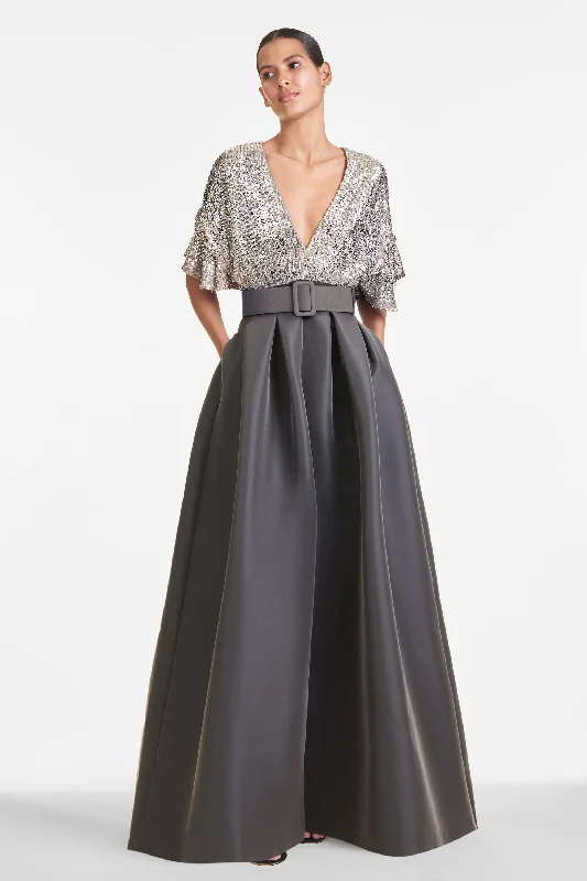 Simone Gown - Silver/Charcoal