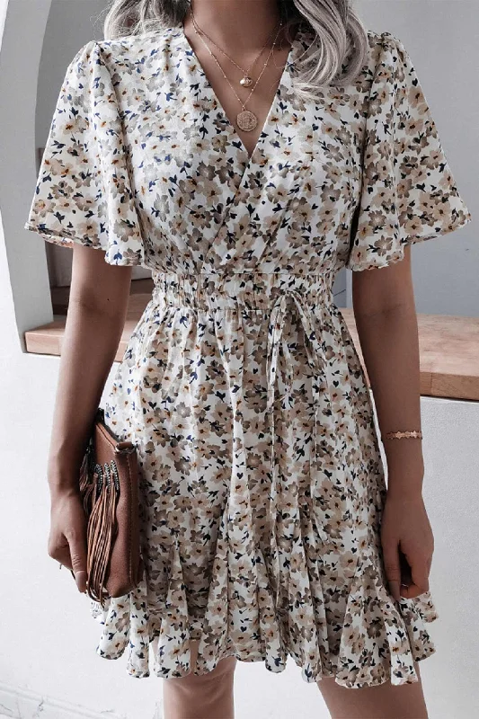 TastyHottie - Floral Print Chiffon Mini Dress