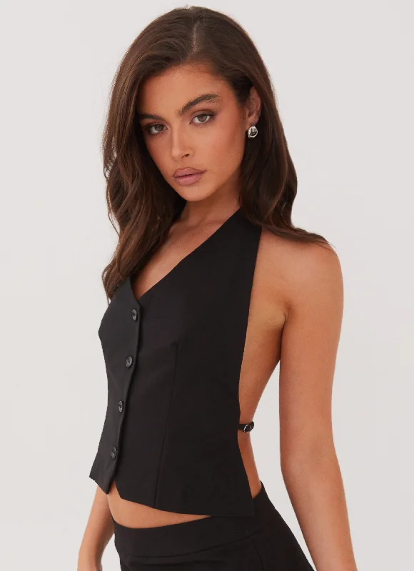 Sarah Halterneck Vest Top - Black