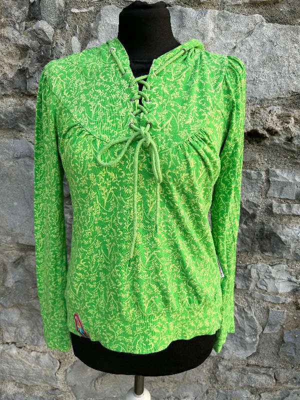 Green floral hooded top uk 10-12