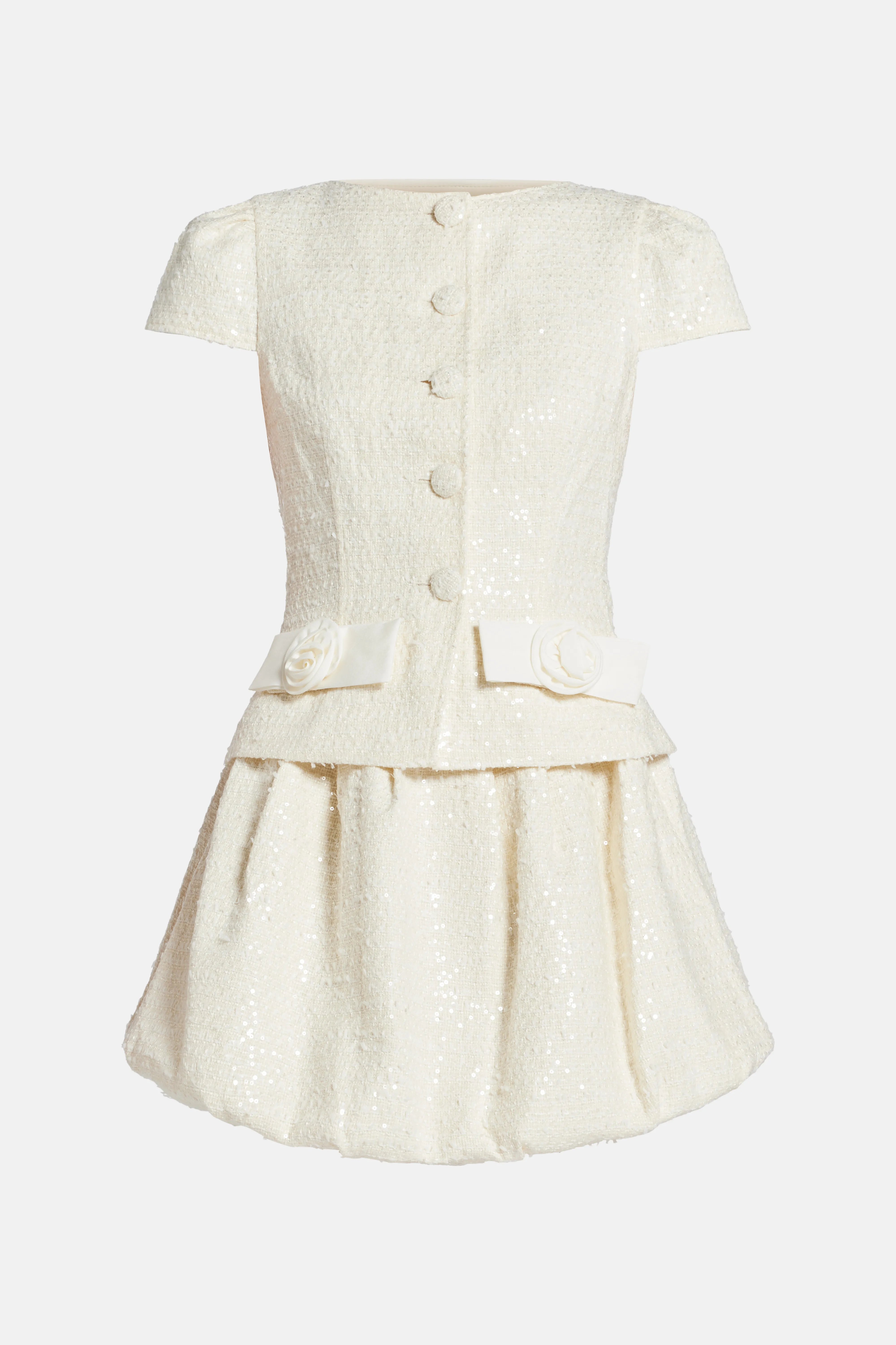 Boucle Bow Detail Mini Dress