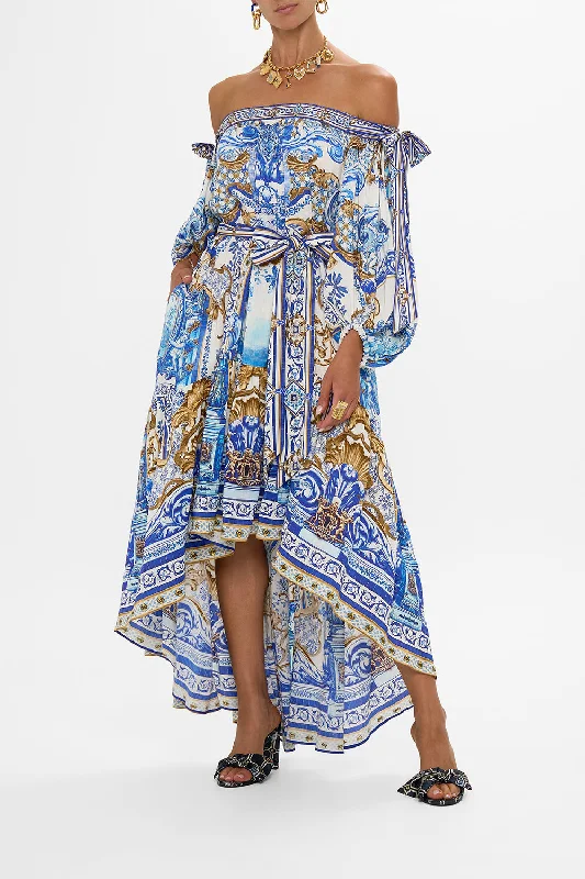 BOW SLEEVE MAXI DRESS AZUL ADVENTURES