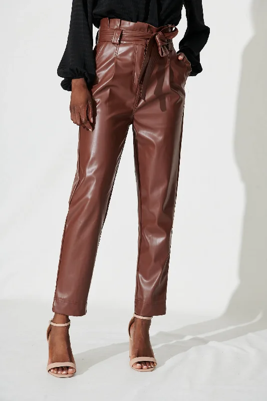 Riley Pant In Chocolate Leatherette