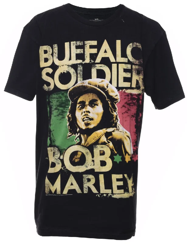 Buffalo Soldier Bob Marley Black, Red & Green Printed T-shirt - L