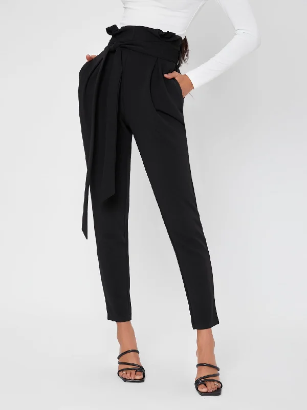 Elegant Plain Ruffle High Waist Long Womens Pants