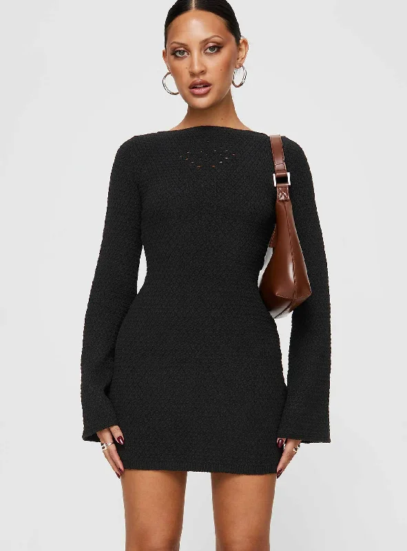 Malcalm Long Sleeve Mini Dress Black