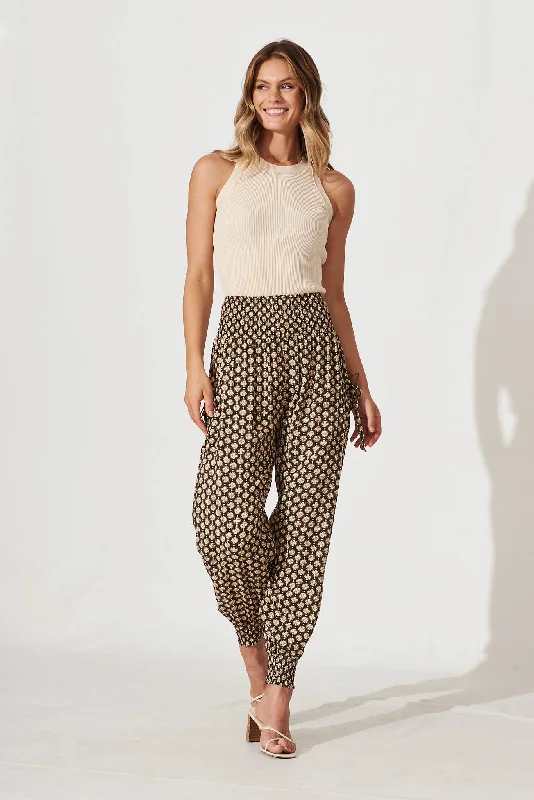 Gabby Lounge Pants In Khaki Tile Print