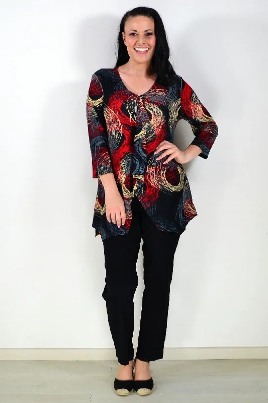 Black Tunic Top Circular Print