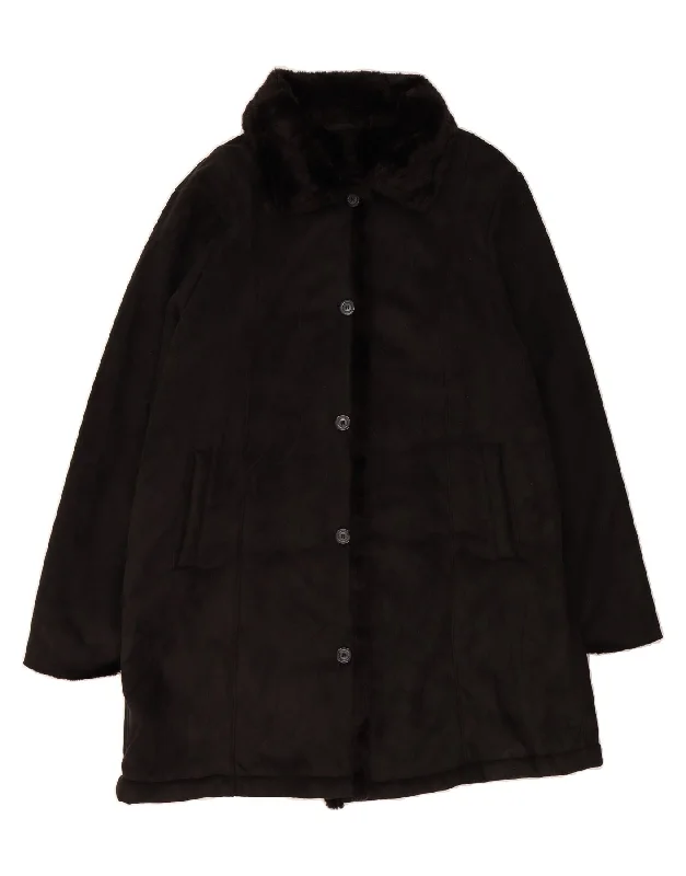 CANDA Womens Sherpa Overcoat UK 18 XL Black