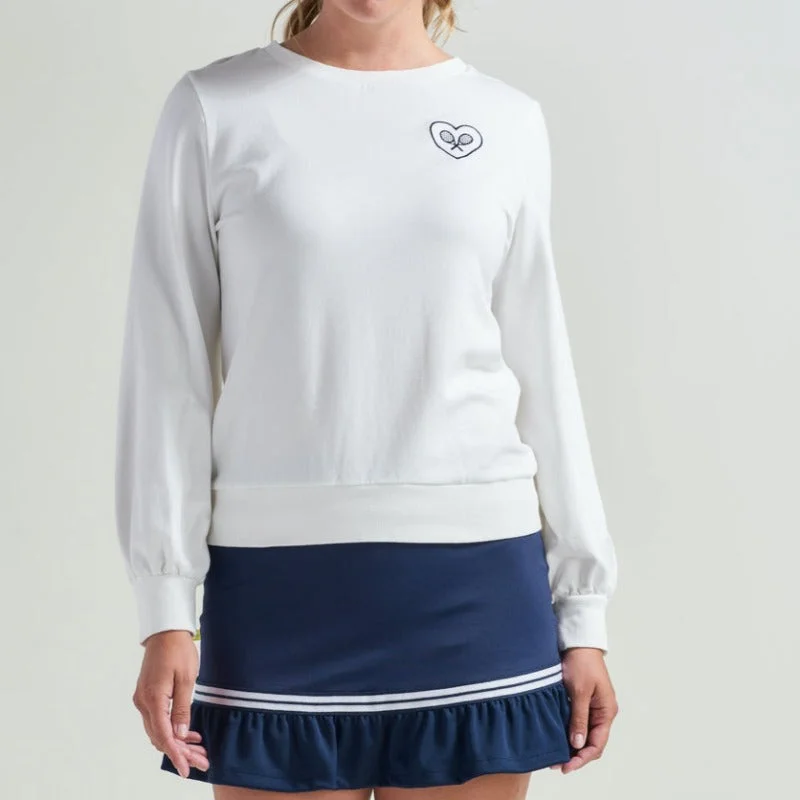 L'Oeuf Poché Bubble Sleeve Sweatshirt - Off White/Navy