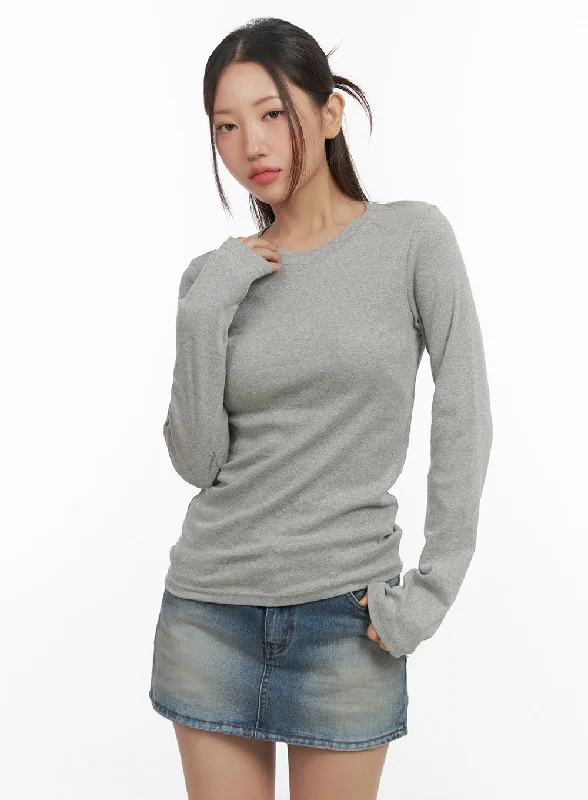 Soft Round Neck Long Sleeve Tee CO417