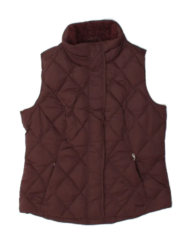 EDDIE BAUER Womens Padded Gilet UK 14 Medium Burgundy Polyester