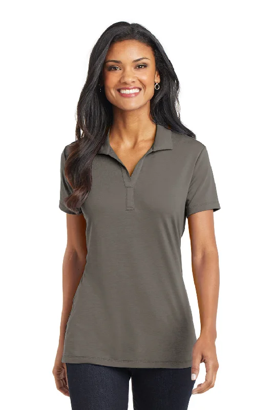 Port Authority Womens Cotton Touch Performance Moisture Wicking Short Sleeve Polo Shirt - Smoke Grey - Closeout