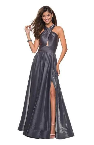 La Femme - 27151 Crisscross Halter Cutout Long Gown