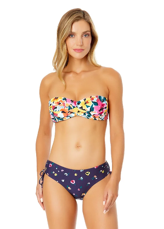 Women's Gradient Floral Twist Bandeau Bikini Swim Top