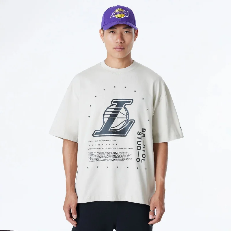 LA Lakers Bristol Studio x NBA Light Beige Oversized T-Shirt