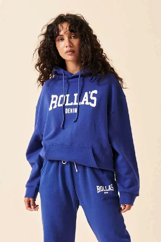 ROLLAS Womens Workout Slouch Hood Sweat Electric Blue