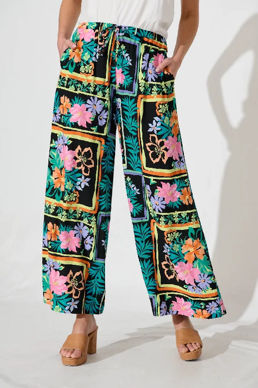 Romeo Pant In Black Multi Print