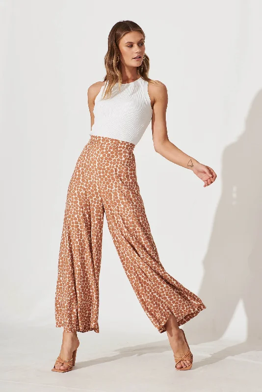 Effenty Pants In Cream With Tan Polka Dot