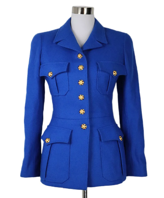 Chanel Fall 1996 Blue Gripox Button Blazer sz 6