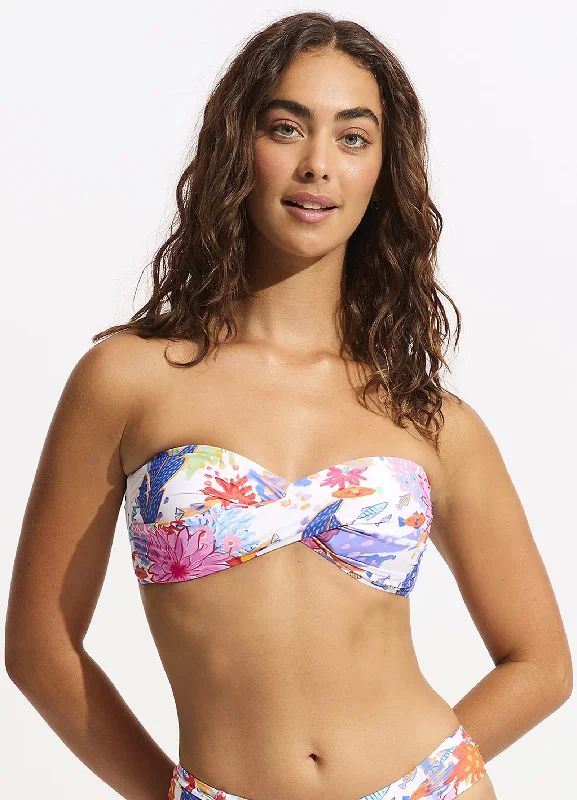 Under The Sea Twist Bandeau Bikini Top - White