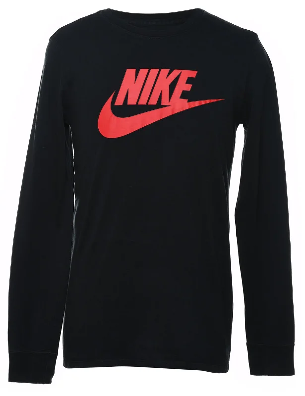 Nike Printed Black & Red Lng-Sleeve T-shirt - S