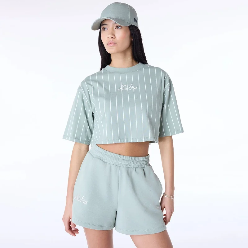 Womens New Era Pinstripe Pastel Green T-Shirt