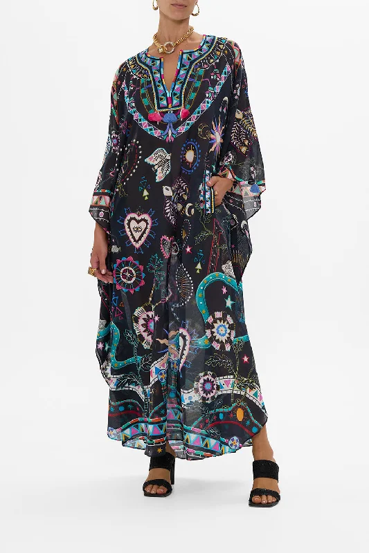 V NECK KAFTAN WITH FRONT WELT POCKETS NUBIAN NIGHTS