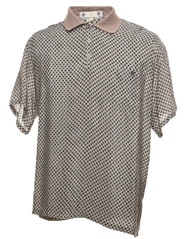 Geometric Patterned Polo Shirt - XL