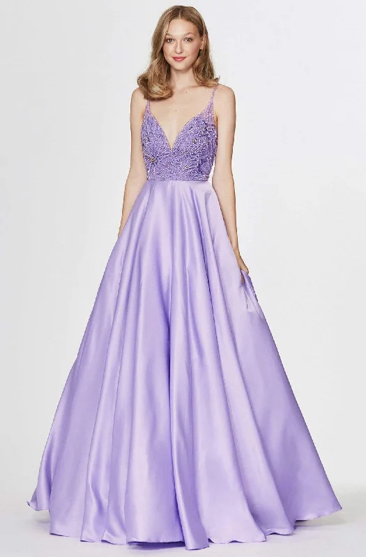 Angela & Alison - 91001 Sleeveless Low Scoop Back Beaded Satin Gown