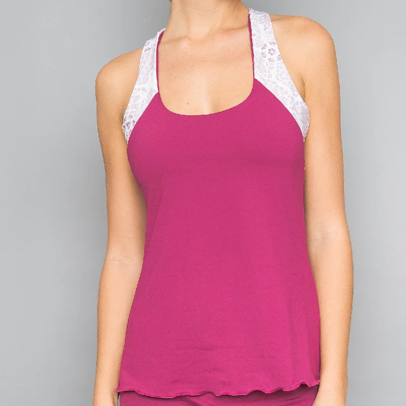 Sienna Print Racerback Top (raspberry)