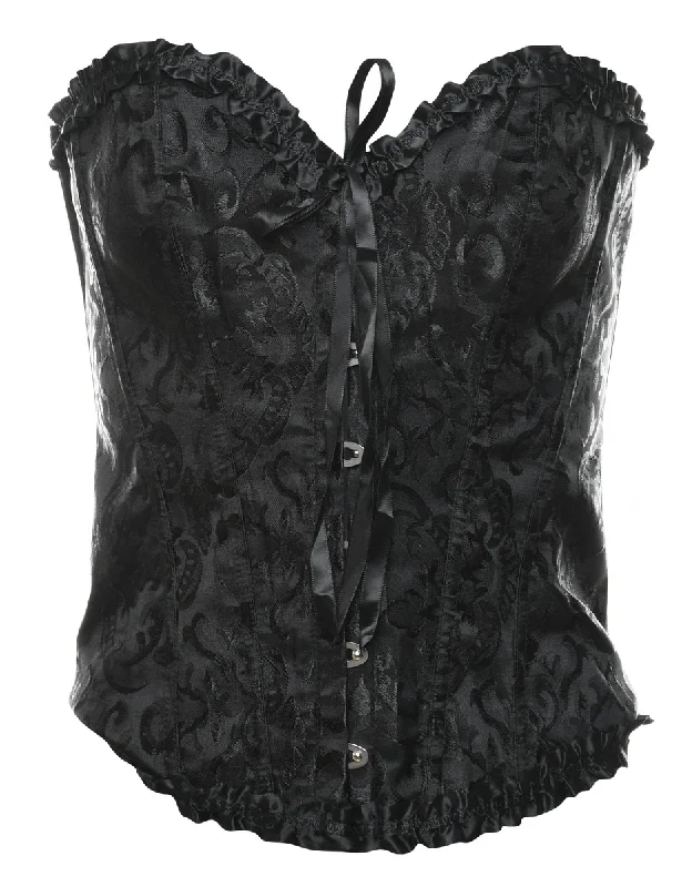 Black Floral Print Corset - S