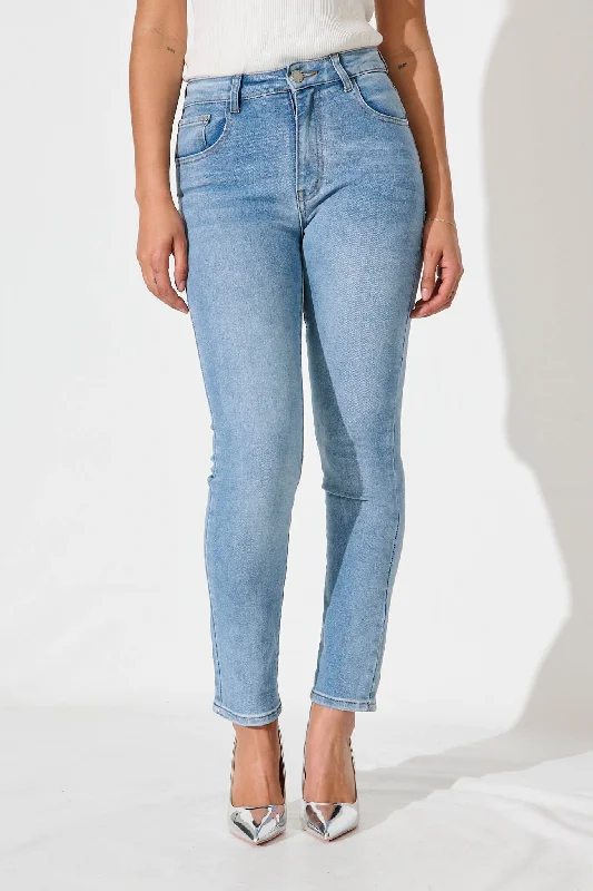 Dolores High Rise Skinny Jean In Mid Blue Denim