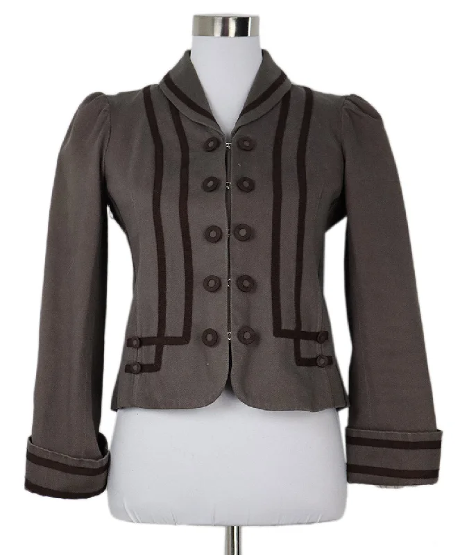 Marc Jacobs Olive & Brown Trim Blazer sz 8