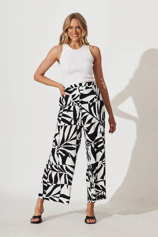 Origin Wide Leg Pant In Black And White Print