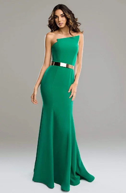 Nicole Bakti - 489 Strapless Asymmetric Neckline Mermaid Gown