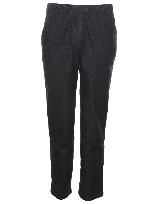 Black Elasticated Waist Denim Trousers - W28 L28