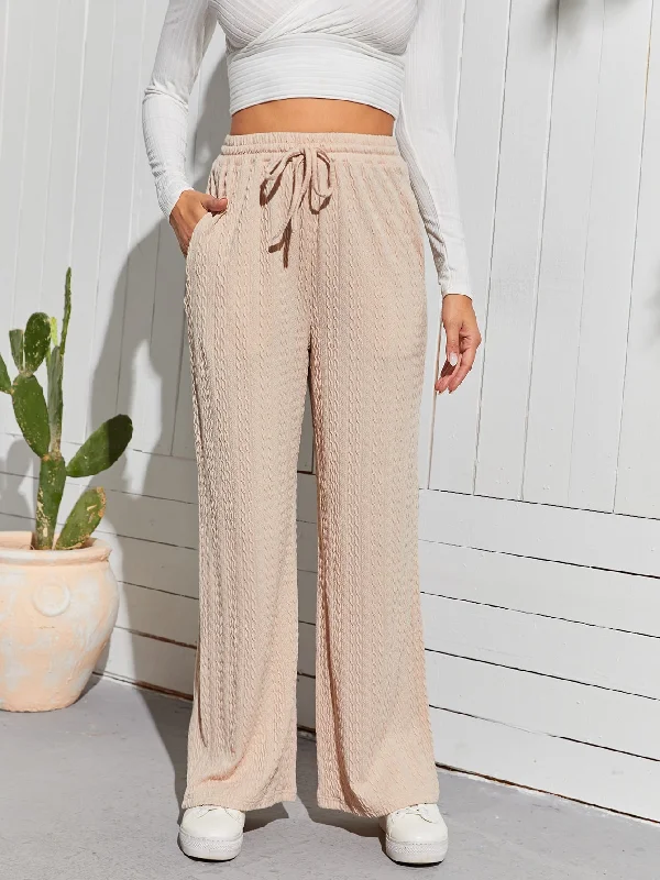 Elegant Plain Pocket High Waist Long Women Pants