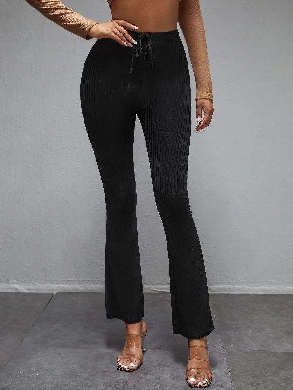 Elegant Plain Knot High Waist Long Women Pants