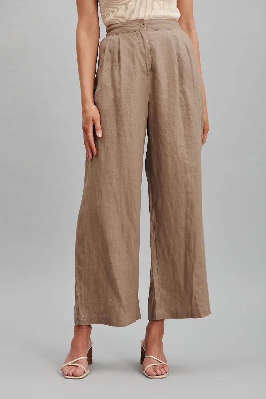 Daytona Pant In Mocha Pure Linen