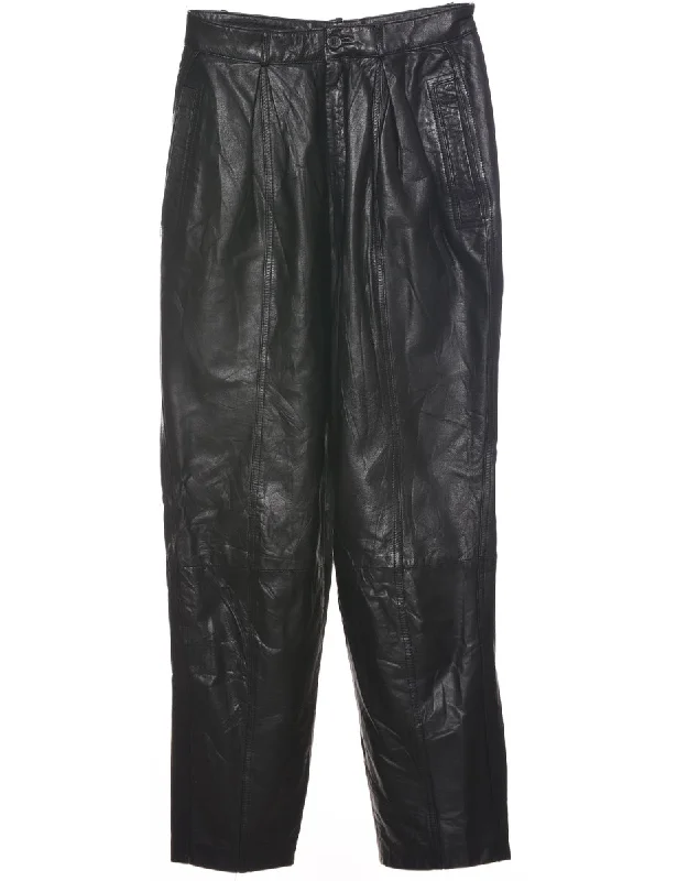 Black Leather Trousers - W26 L27