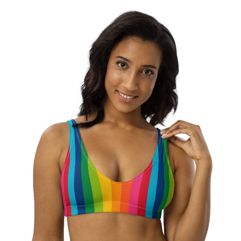 Bikini top (recycled) - RAINBOW STRIPE vertical