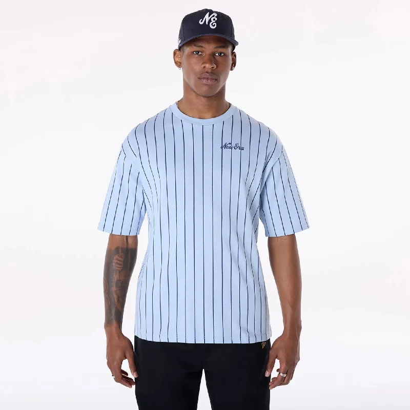 New Era Pinstripe Pastel Blue Oversized T-Shirt