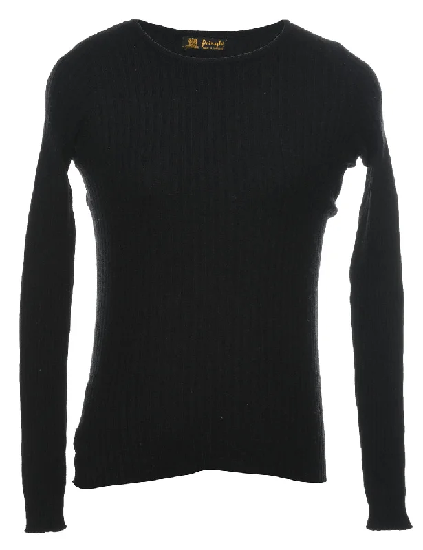 Black Fine Knit Jumper - S