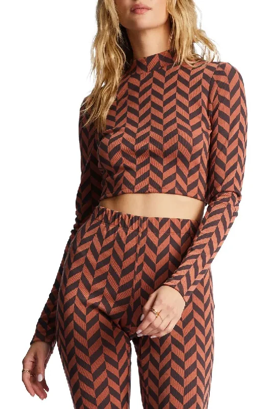 New Heights Chevron Mock Neck Crop Top