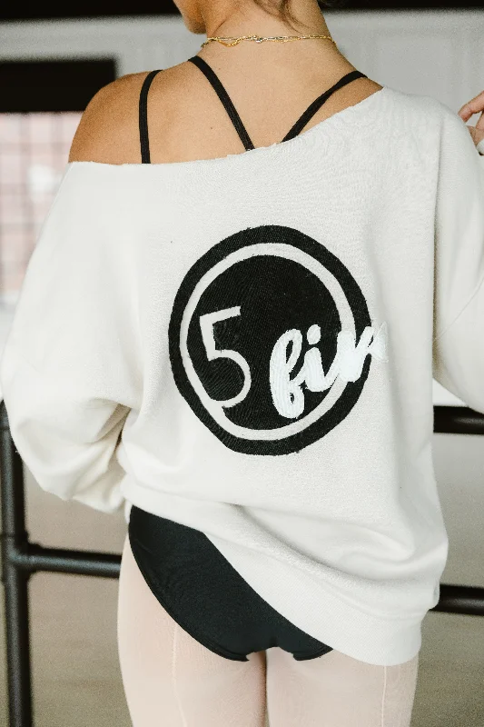 Custom Five Logo Off The Shoulder Sweatshirt